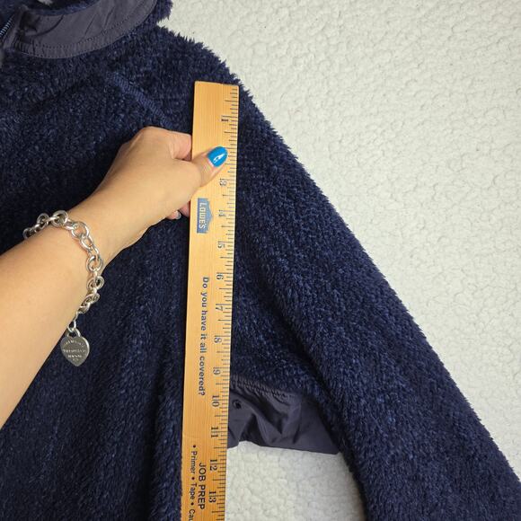 Patagonia M's Large Blue Navy Hooded Fleece Jacket W Zip Closures Pockets W Zip - Picture 10 of 16